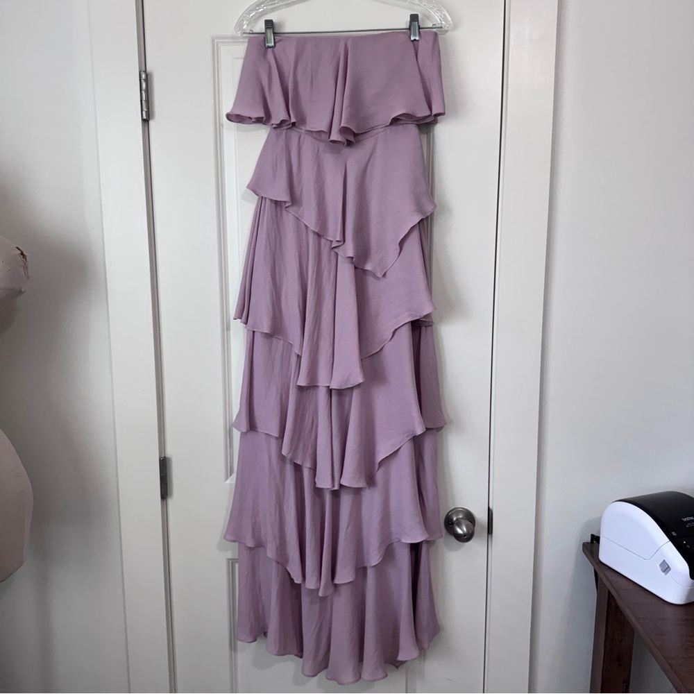 Majorelle XXS Purple Strapless Ruffle Tiered Maxi Dress ~ Cocktail Formal Prom